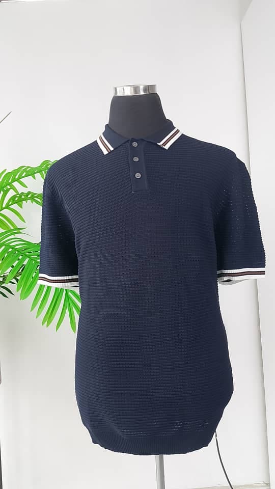 Blue Knitted Polo